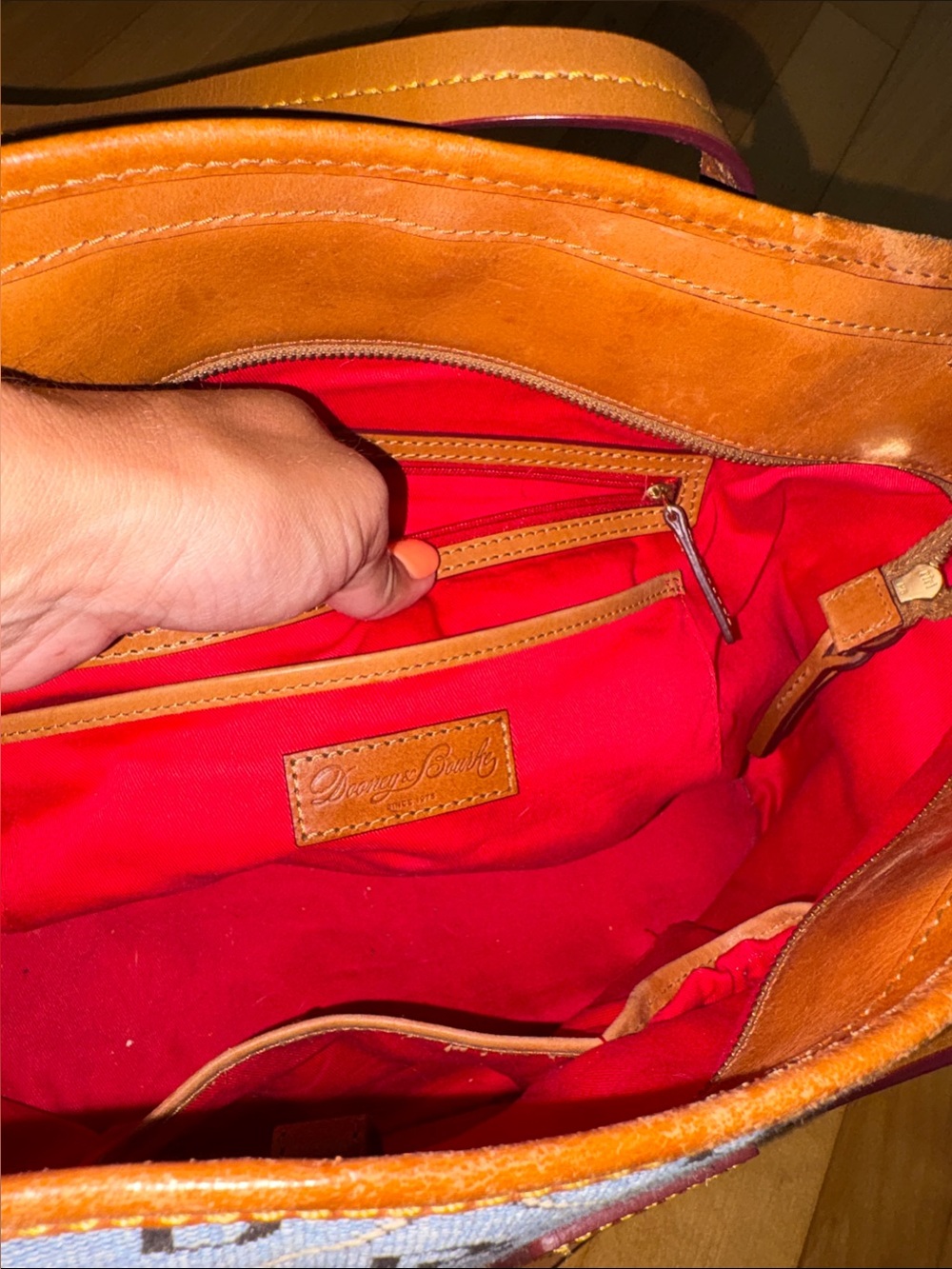 Dooney & Bourke Tote with Tan Leather Trim - Picture 5 of 9
